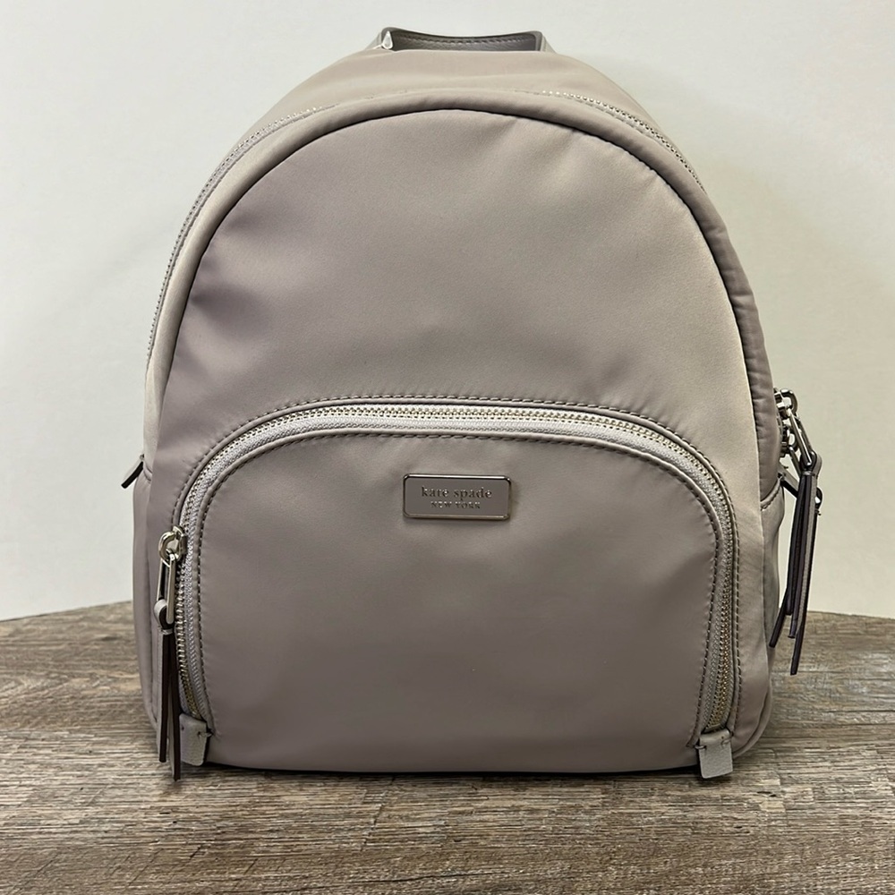 Kate Spade Dawn Medium Nylon Backpack Soft Taupe WKRU5913 NWT